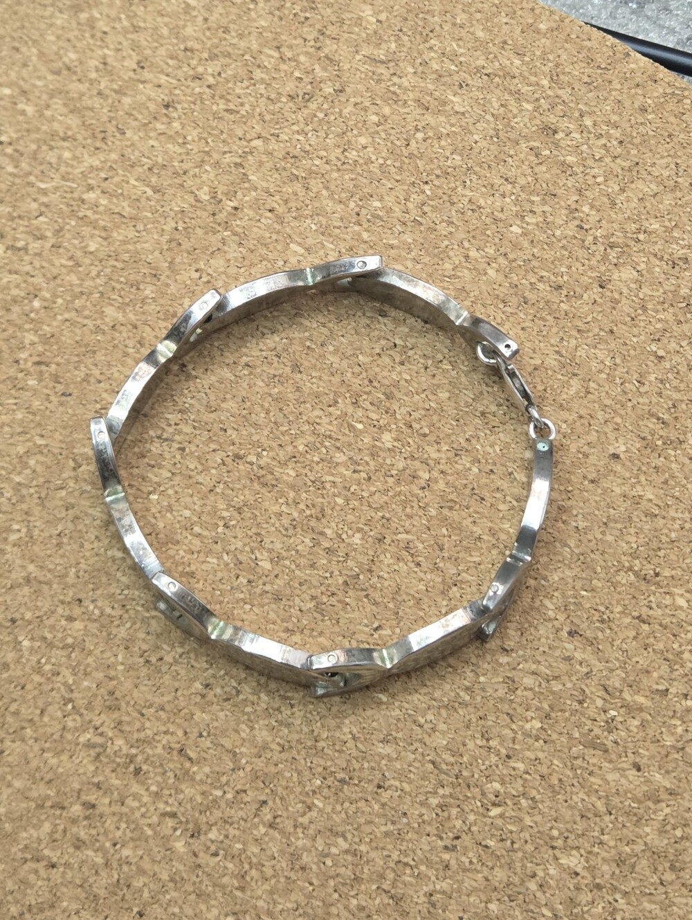 Vintage Solid 925 Sterling Silver Articulated Fish Scale Link Chain Bracelet EUC